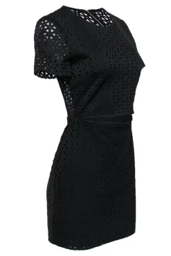 Bec & Bridge - Black Eyelet Sheath Dress w/ Cutout Sz 6