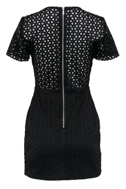 Bec & Bridge - Black Eyelet Sheath Dress w/ Cutout Sz 6
