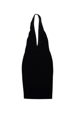 Bec & Bridge - Black Plunge Neck Mesh Halter Dress Sz 4