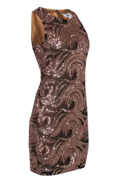 Belle Badgley Mischka - Rose Gold Sequin Dress w/ Black Mesh Sz 2