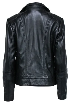 Bernardo - Black Smooth Leather Moto Jacket Sz L