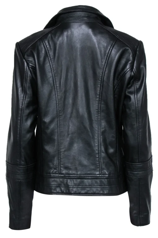 Bernardo - Black Smooth Leather Moto Jacket Sz L