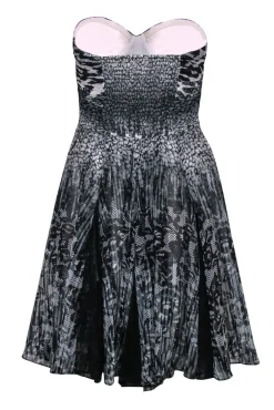 Betsey Johnson - Black & White Lace & Leopard Printed Strapless Dress Sz 2