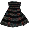 Betsey Johnson - Black Floral Mesh Strapless Dress Sz 8