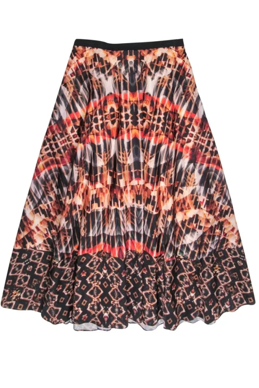 Bhanuni - Multicolor Kaleidoscope Satin Maxi Skirt Sz L