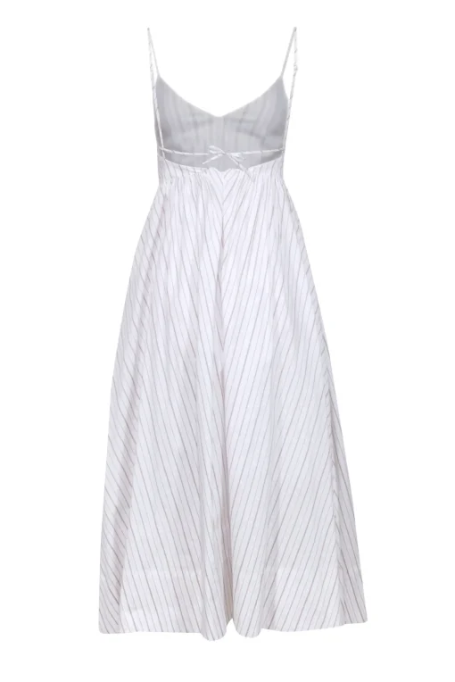 Birgitte Herskind - White w/ Tan Stripes Cotton Blend Maxi Dress Sz 2