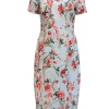 Black Halo - Pale Blue & Pink Floral Short Sleeve Dress Sz 10