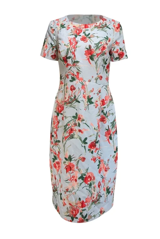 Black Halo - Pale Blue & Pink Floral Short Sleeve Dress Sz 10