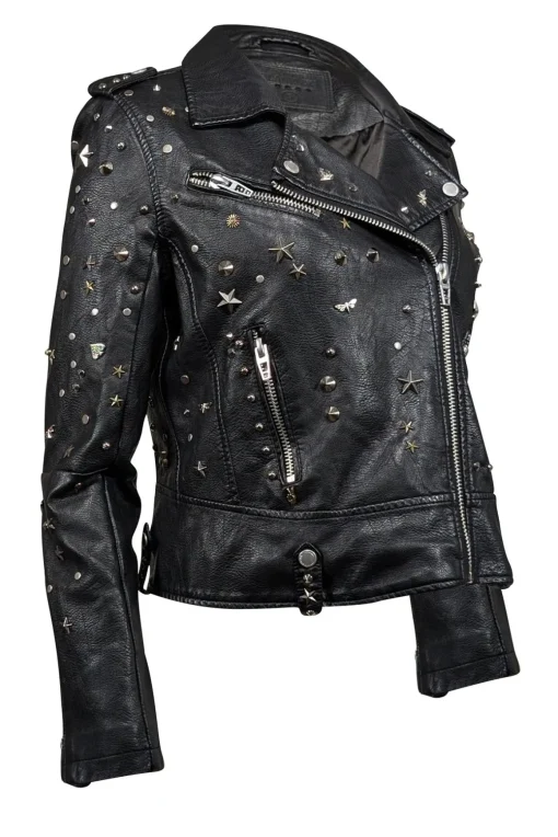 BLANKNYC - Black Studded Vegan Leather Moto Jacket Sz S