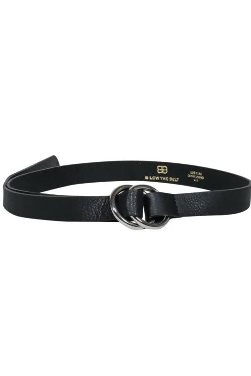 B-Low the Belt - Black Pebbled Leather Loop Belt w/ Silver Hardware Sz S