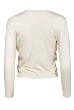 Bluemarine - Cream w/ Pink Floral Embroidery & Pearl Detailed Cardigan Sz S