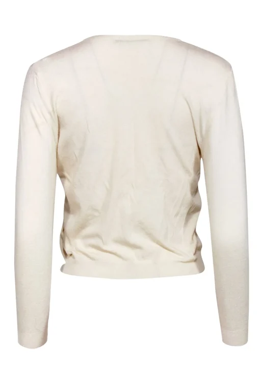 Bluemarine - Cream w/ Pink Floral Embroidery & Pearl Detailed Cardigan Sz S