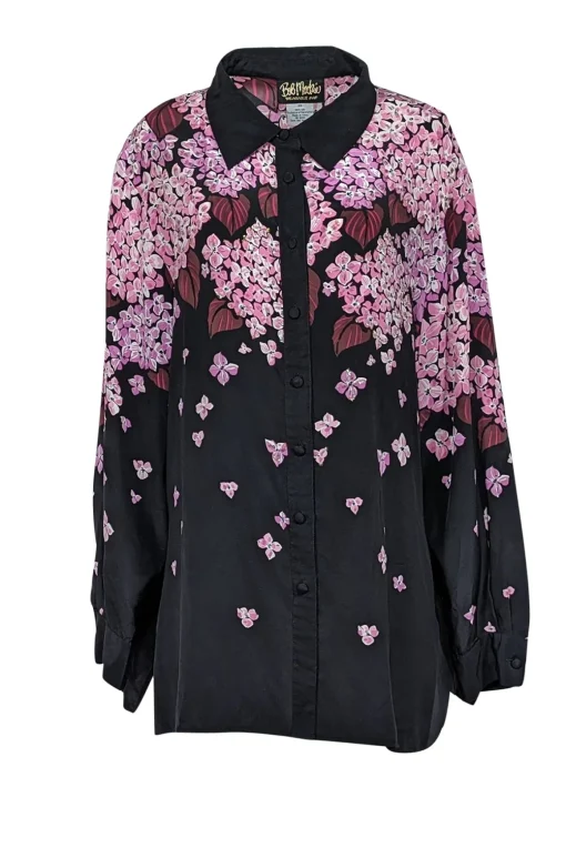 Bob Mackie - Black, Lavender, & Maroon Floral Print Silk Top Sz XXXL