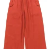 BONDI BORN - Burnt Orange High-Waist Wide Leg Linen Paperbag Pants Sz S