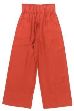 BONDI BORN - Burnt Orange High-Waist Wide Leg Linen Paperbag Pants Sz S