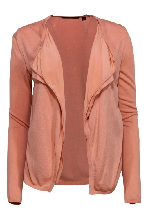 BOSS Hugo Boss - Pink Open Front Cardigan w/ Silk Underlay Sz XS