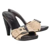 Bottega Veneta - Beige Woven Leather Mule Pumps w/ Buckles Sz 7.5