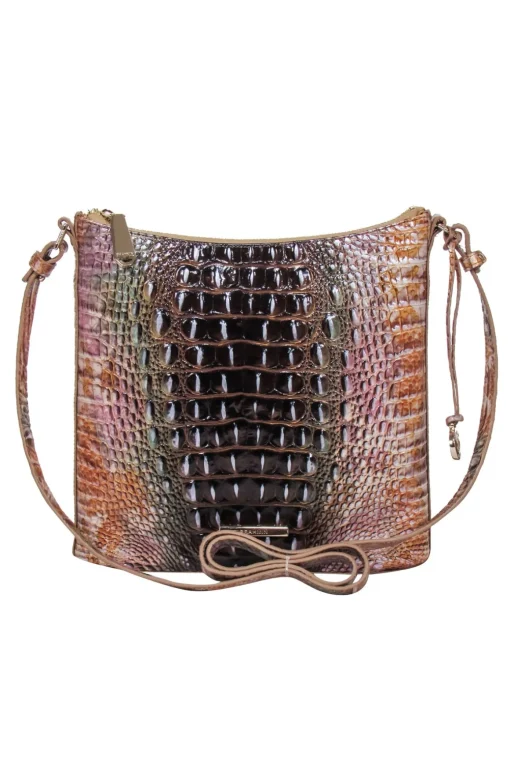 Brahmin - Gold Multi Ombre Croc Embossed Leather Crossbody Bag