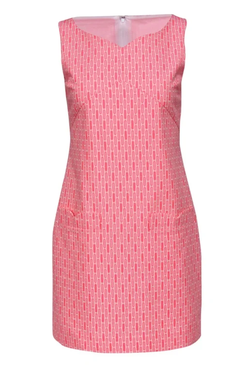 Britt Ryan - White & Pink Graphic Printed Sheath Dress Sz 2