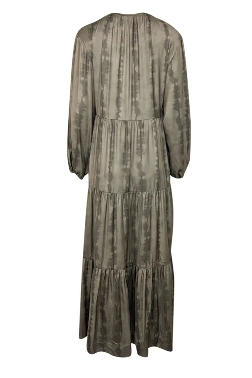 Brochu Walker - Green Watercolor Tie-Dye Printed Satin Maxi Dress Sz M