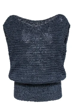 Brochu Walker - Navy Knit Sleeveless Sweater Sz S