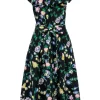 Brooks Brothers - Black Off-the-Shoulder Midi Dress w/ Floral Embroidery Sz 4