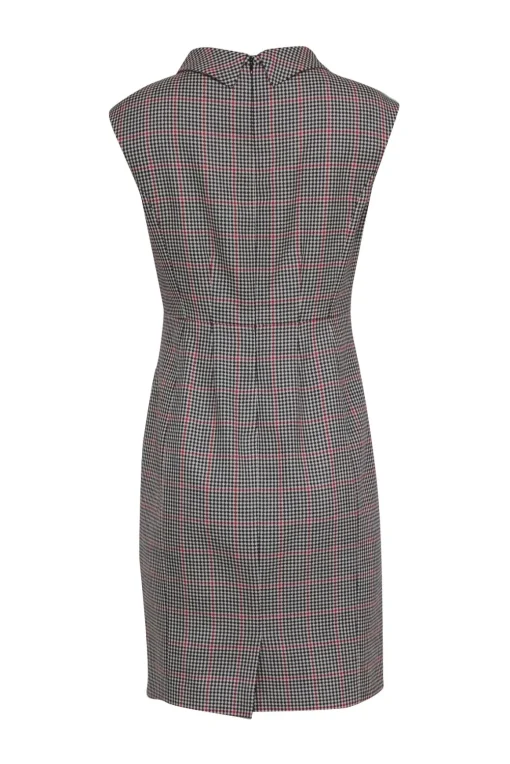 Brooks Brothers - Black, White & Red Houndstooth Wool Sheath Dress Sz 8