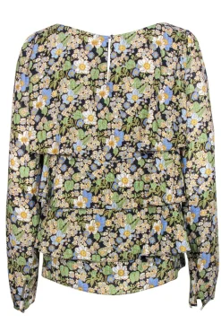 Brooks Brothers - Green, Blue & White Floral Print Silk Tiered Blouse Sz 8