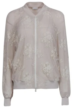 Brunello Cucinelli - Beige Lace Bomber Jacket Sz 10