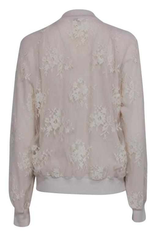 Brunello Cucinelli - Beige Lace Bomber Jacket Sz 10