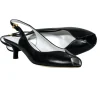 Bruno Magli - Black Leather Peep Toe Slingback Kitten Heels Sz 6