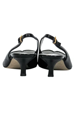 Bruno Magli - Black Leather Peep Toe Slingback Kitten Heels Sz 6
