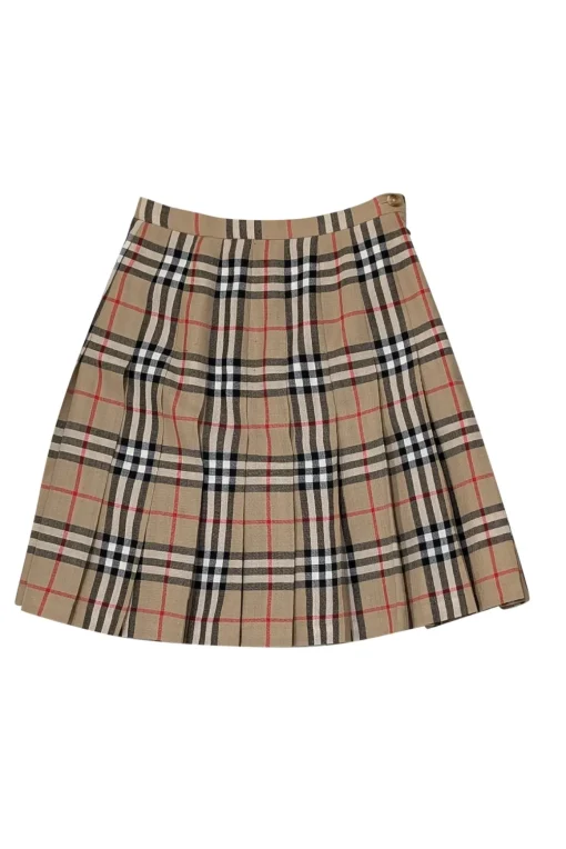 Burberry - Beige, Black, & Red Tartan Plaid Pleated Skirt Sz 2