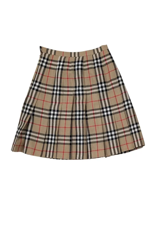 Burberry - Beige, Black, & Red Tartan Plaid Pleated Skirt Sz 2