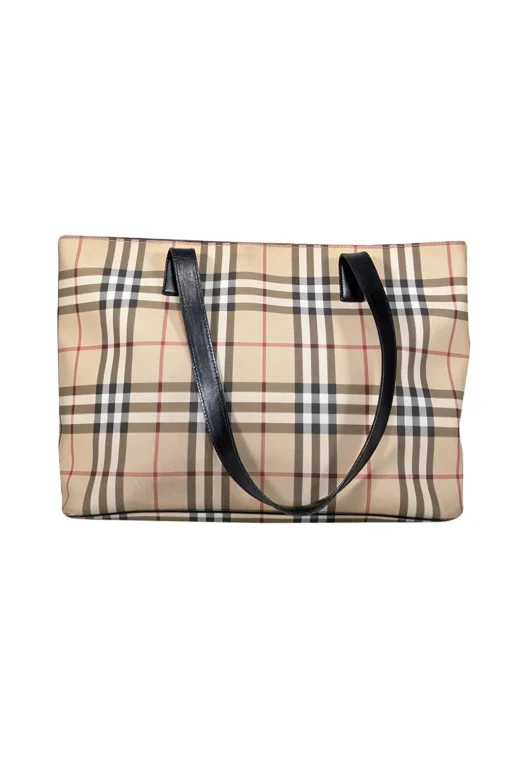 Burberry - Beige Signature Plaid Canvas Tote Bag