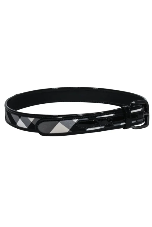 Burberry - Black & Grey Plaid Belt Sz 4