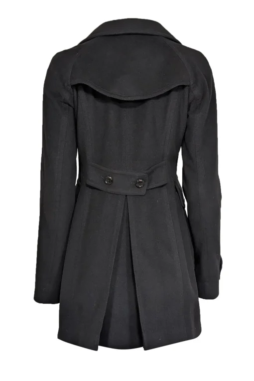 Burberry - Black Double Breasted Pea Coat Sz 6