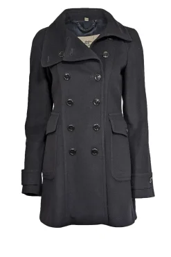 Burberry - Black Double Breasted Pea Coat Sz 6