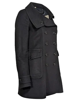 Burberry - Black Double Breasted Pea Coat Sz 6
