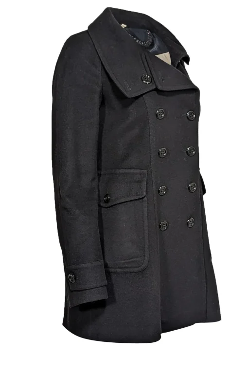 Burberry - Black Double Breasted Pea Coat Sz 6