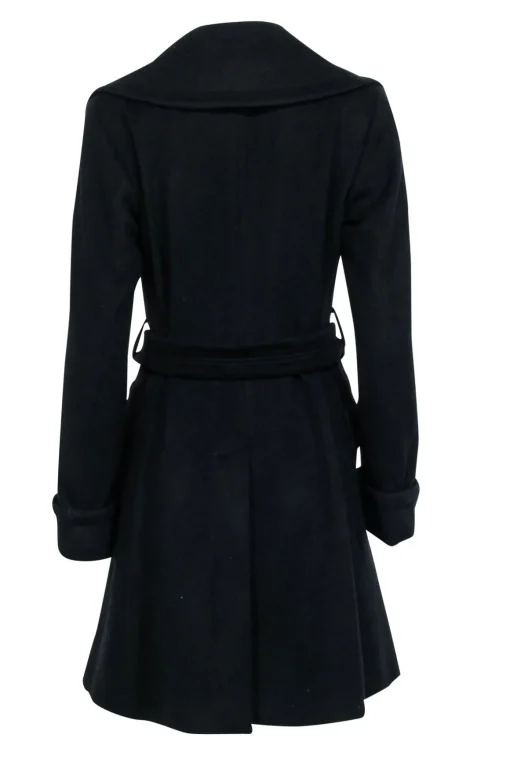 Burberry - Black Wool Blend Double Breasted Short Coat Sz 8