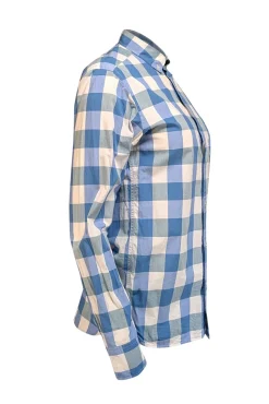 Burberry - Blue & White Checkered Long Sleeve Shirt Sz XS