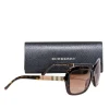 Burberry - Brown Rounded Square Sunglasses w/ Signature Plaid Sides