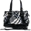 Burberry - Grey, Black, & Cream Plaid Shoulder Bag