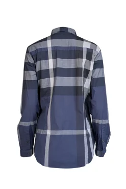 Burberry - Navy & White Plaid Button Front Shirt Sz M