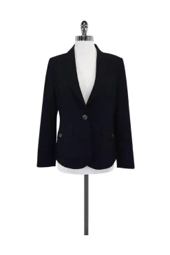 Burberry - Navy Wool Pinstripe Jacket Sz 8