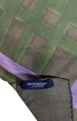 Burberry - Olive, Green, & Lavender Cashmere Blend Scarf