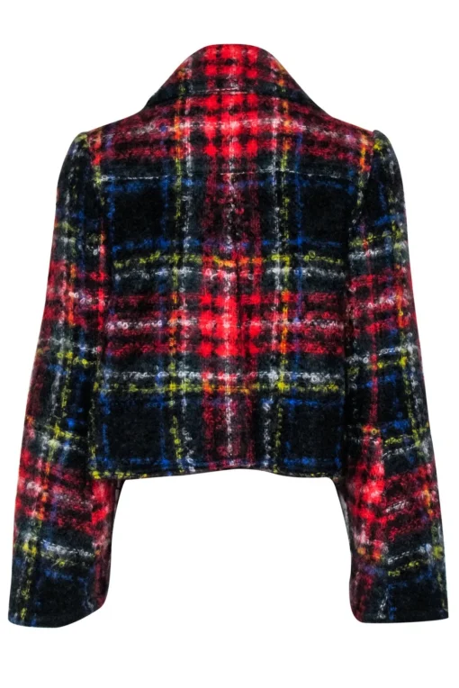 Burberry - Red & Multi Color Plaid Cropped Coat Sz M