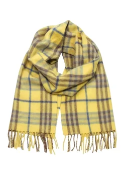Burberry - Yellow & Blue Plaid Cashmere Scarf