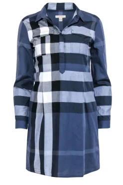 Burberry Brit - Navy Plaid Long Sleeve Dress Sz 4